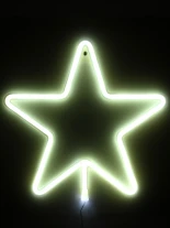 GloboStar® 78584 Φωτιστικό Ταμπέλα Φωτεινή Επιγραφή NEON LED Σήμανσης STAR 5W με Καλώδιο Τροφοδοσίας USB - Μπαταρίας 3xAAA (Δεν Περιλαμβάνονται) - Ψυχρό Λευκό 6000K