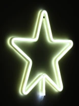 GloboStar® 78584 Φωτιστικό Ταμπέλα Φωτεινή Επιγραφή NEON LED Σήμανσης STAR 5W με Καλώδιο Τροφοδοσίας USB - Μπαταρίας 3xAAA (Δεν Περιλαμβάνονται) - Ψυχρό Λευκό 6000K