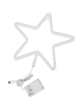 GloboStar® 78585 Φωτιστικό Ταμπέλα Φωτεινή Επιγραφή NEON LED Σήμανσης STAR 5W με Καλώδιο Τροφοδοσίας USB - Μπαταρίας 3xAAA (Δεν Περιλαμβάνονται) - Θερμό Λευκό 2700K