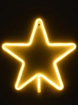 GloboStar® 78585 Φωτιστικό Ταμπέλα Φωτεινή Επιγραφή NEON LED Σήμανσης STAR 5W με Καλώδιο Τροφοδοσίας USB - Μπαταρίας 3xAAA (Δεν Περιλαμβάνονται) - Θερμό Λευκό 2700K