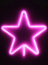 GloboStar® 78586 Φωτιστικό Ταμπέλα Φωτεινή Επιγραφή NEON LED Σήμανσης STAR 5W με Καλώδιο Τροφοδοσίας USB - Μπαταρίας 3xAAA (Δεν Περιλαμβάνονται) - Ροζ