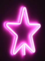 GloboStar® 78586 Φωτιστικό Ταμπέλα Φωτεινή Επιγραφή NEON LED Σήμανσης STAR 5W με Καλώδιο Τροφοδοσίας USB - Μπαταρίας 3xAAA (Δεν Περιλαμβάνονται) - Ροζ
