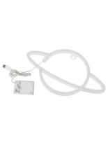GloboStar® 78588 Φωτιστικό Ταμπέλα Φωτεινή Επιγραφή NEON LED Σήμανσης PLANET SATURN 5W με Καλώδιο Τροφοδοσίας USB - Μπαταρίας 3xAAA (Δεν Περιλαμβάνονται) - Ροζ