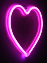 GloboStar® 78592 Φωτιστικό Ταμπέλα Φωτεινή Επιγραφή NEON LED Σήμανσης HEART 5W με Καλώδιο Τροφοδοσίας USB - Μπαταρίας 3xAAA (Δεν Περιλαμβάνονται) - Ροζ