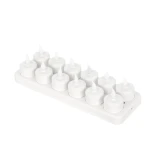 GLOBOSTAR® FIREFLAME 79565 Διακοσμητικά Κεράκια Ρεσώ με Εφέ Κινούμενης Φλόγας & Βάση Φόρτισης LED 0.2W 5lm 180° DC 1.2V με 12x Επαναφορτιζόμενες Μπαταρίες Ni-MH IP20 Θερμό Λευκό 2700K - Λευκό - Μ3.9 x Π3.9 x Υ4.9cm - Πακέτο 12 Τεμαχίων - 2 Χρόνια Εγγύηση