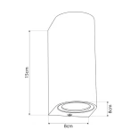kelvo® MURANO KLV-101-0015 Φωτιστικό Τοίχου / Απλίκα για 2 Λάμπες MR16 με Ντουί GU10 AC 220-240V Αδιάβροχο IP65 - Μαύρο Ματ - Μ8 x Π8 x Υ15cm