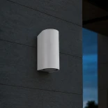 kelvo® MURANO KLV-101-0017 Φωτιστικό Τοίχου / Απλίκα για 2 Λάμπες MR16 με Ντουί GU10 AC 220-240V Αδιάβροχο IP65 - Λευκό Ματ - Μ8 x Π8 x Υ15cm