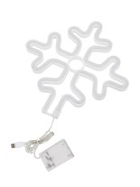 GloboStar® 78580 Φωτιστικό Ταμπέλα Φωτεινή Επιγραφή NEON LED Σήμανσης SNOWFLAKE 5W με Καλώδιο Τροφοδοσίας USB - Μπαταρίας 3xAAA (Δεν Περιλαμβάνονται) - Γαλάζιο