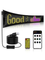 GLOBOSTAR® MATRIX GLB-106-0002 Εύκαμπτη Κυλιόμενη Ψηφιακή Επιγραφή 37.4x9.2cm P5 64x16 Pixel LED 10W DC 5V 2A με USB 2.0 Αδιάβροχο IP65 Πολύχρωμο RGB - Bluetooth Control μέσω iPIXEL APP - Μ37.4 x Π0.2 x Υ9.2cm - 2 Χρόνια Εγγύηση