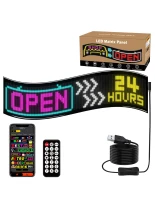 GLOBOSTAR® MATRIX GLB-106-0012 Εύκαμπτη Κυλιόμενη Ψηφιακή Επιγραφή 145x28cm P7 192x32 Pixel LED 20W AC 220-240V Αδιάβροχο IP65 Πολύχρωμο RGB - Bluetooth Control μέσω iPIXEL APP - Μ145 x Π0.4 x Υ28cm - 2 Χρόνια Εγγύηση
