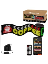 GLOBOSTAR® MATRIX GLB-106-0013 Εύκαμπτη Κυλιόμενη Ψηφιακή Επιγραφή 192x28cm P7 256x32 Pixel LED 40W AC 220-240V Αδιάβροχο IP65 Πολύχρωμο RGB - Bluetooth Control μέσω iPIXEL APP - Μ192 x Π0.4 x Υ28cm - 2 Χρόνια Εγγύηση