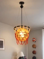 GLOBOSTAR® NBA 01027 Μοντέρνο Κρεμαστό Φωτιστικό Οροφής με Ντουί 1 x E27 AC 220-240V IP20 - Πορτοκαλί & Κόκκινο - Μ32 x Π32 x Υ58cm