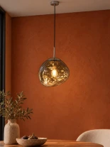 GLOBOSTAR® DIXAR 01460 Μοντέρνο Κρεμαστό Φωτιστικό Οροφής με Ντουί 1 x E27 AC 220-240V IP20 - Ασημί - Μ28 x Π28 x Υ40cm