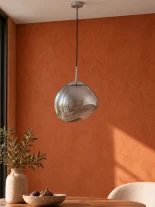 GLOBOSTAR® DIXAR 01460 Μοντέρνο Κρεμαστό Φωτιστικό Οροφής με Ντουί 1 x E27 AC 220-240V IP20 - Ασημί - Μ28 x Π28 x Υ40cm