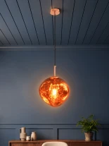 GLOBOSTAR® DIXAR 01461 Μοντέρνο Κρεμαστό Φωτιστικό Οροφής με Ντουί 1 x E27 AC 220-240V IP20 - Χάλκινο - Μ28 x Π28 x Υ40cm