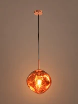 GLOBOSTAR® DIXAR 01461 Μοντέρνο Κρεμαστό Φωτιστικό Οροφής με Ντουί 1 x E27 AC 220-240V IP20 - Χάλκινο - Μ28 x Π28 x Υ40cm