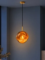 GLOBOSTAR® DIXAR 01462 Μοντέρνο Κρεμαστό Φωτιστικό Οροφής με Ντουί 1 x E27 AC 220-240V IP20 - Χρυσό - Μ28 x Π28 x Υ40cm