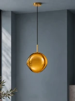 GLOBOSTAR® DIXAR 01462 Μοντέρνο Κρεμαστό Φωτιστικό Οροφής με Ντουί 1 x E27 AC 220-240V IP20 - Χρυσό - Μ28 x Π28 x Υ40cm