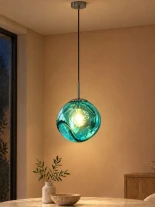 GLOBOSTAR® DIXAR 01463 Μοντέρνο Κρεμαστό Φωτιστικό Οροφής με Ντουί 1 x E27 AC 220-240V IP20 - Μπλε - Μ28 x Π28 x Υ40cm