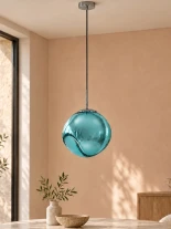 GLOBOSTAR® DIXAR 01463 Μοντέρνο Κρεμαστό Φωτιστικό Οροφής με Ντουί 1 x E27 AC 220-240V IP20 - Μπλε - Μ28 x Π28 x Υ40cm