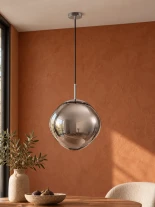 GLOBOSTAR® DIXAR 01464 Μοντέρνο Κρεμαστό Φωτιστικό Οροφής με Ντουί 1 x E27 AC 220-240V IP20 - Γκρι & Ασημί - Μ36 x Π36 x Υ45cm