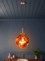 GLOBOSTAR® DIXAR 01465 Μοντέρνο Κρεμαστό Φωτιστικό Οροφής με Ντουί 1 x E27 AC 220-240V IP20 - Χάλκινο - Μ36 x Π36 x Υ45cm