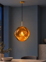 GLOBOSTAR® DIXAR 01466 Μοντέρνο Κρεμαστό Φωτιστικό Οροφής με Ντουί 1 x E27 AC 220-240V IP20 - Χρυσό - Μ36 x Π36 x Υ45cm