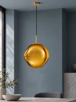 GLOBOSTAR® DIXAR 01466 Μοντέρνο Κρεμαστό Φωτιστικό Οροφής με Ντουί 1 x E27 AC 220-240V IP20 - Χρυσό - Μ36 x Π36 x Υ45cm