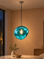 GLOBOSTAR® DIXAR 01467 Μοντέρνο Κρεμαστό Φωτιστικό Οροφής με Ντουί 1 x E27 AC 220-240V IP20 - Μπλε - Μ36 x Π36 x Υ45cm