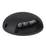 GLOBOSTAR® STEPLUNA 90616 Φωτιστικό Σκαλοπατιού / Διαδρόμου LED 3W 330lm 10° DC 24V Αδιάβροχο IP65 Θερμό Λευκό 2700K Dimmable - Bridgelux SMD Chip - Μαύρο Ματ - Μ12 x Π12 x Υ3cm - 3 Χρόνια Εγγύηση