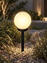 GLOBOSTAR® SOLARGLOBE 71471 Διακοσμητικό Φωτιστικό Κήπου LED 1W 50lm 240° DC 5V με Φωτοβολταϊκό Panel 5V 0.1W & Επαναφορτιζόμενη Μπαταρία Li-ion 3.2V 300mAh Αδιάβροχο IP65 Θερμό Λευκό 2700K - Μ10 x Π10 x Υ33cm - 2 Χρόνια Εγγύηση