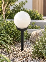 GLOBOSTAR® SOLARGLOBE 71471 Διακοσμητικό Φωτιστικό Κήπου LED 1W 50lm 240° DC 5V με Φωτοβολταϊκό Panel 5V 0.1W & Επαναφορτιζόμενη Μπαταρία Li-ion 3.2V 300mAh Αδιάβροχο IP65 Θερμό Λευκό 2700K - Μ10 x Π10 x Υ33cm - 2 Χρόνια Εγγύηση