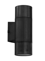 GLOBOSTAR® WALLY 77877 Μοντέρνο Φωτιστικό Τοίχου - Απλίκα με Ντουί 2 x GU10 AC 220-240V Αδιάβροχο IP65 - Μαύρο Ματ - Μ6.5 x Π11 x Υ18cm