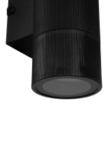 GLOBOSTAR® WALLY 77877 Μοντέρνο Φωτιστικό Τοίχου - Απλίκα με Ντουί 2 x GU10 AC 220-240V Αδιάβροχο IP65 - Μαύρο Ματ - Μ6.5 x Π11 x Υ18cm