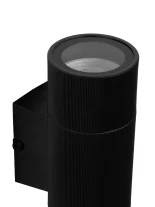 GLOBOSTAR® WALLY 77877 Μοντέρνο Φωτιστικό Τοίχου - Απλίκα με Ντουί 2 x GU10 AC 220-240V Αδιάβροχο IP65 - Μαύρο Ματ - Μ6.5 x Π11 x Υ18cm