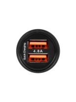GLOBOSTAR® MATRIX GLB-106-0025 Τροφοδοτικό/Φορτιστής Αυτοκινήτου με 1 x USB 2.4A & 1 x USB-C 2.4A για Εύκαμπτη Κυλιόμενη Ψηφιακή Επιγραφή 12W AC 220-240V σε DC 5V IP20 - Μ6.6 x Π2.8 x Υ2.8cm - 2 Χρόνια Εγγύηση