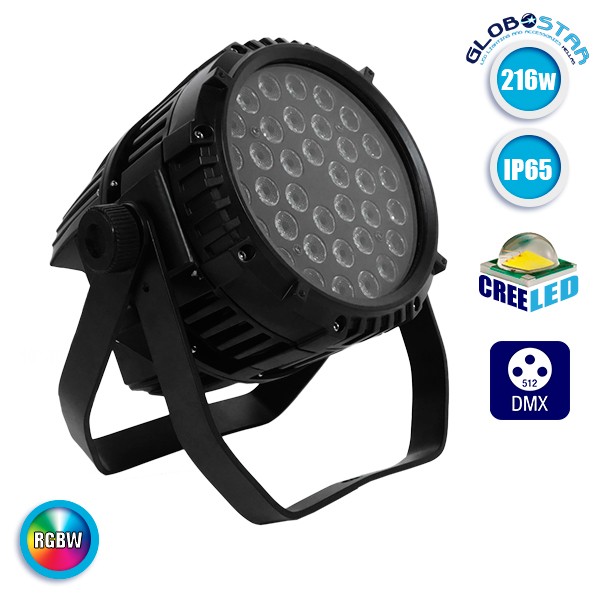 Επαγγελματική Κεφαλή PAR CREE LED BEAM WASH 216W 230V 15° DMX512 Αδιάβροχη IP65 RGB GloboStar 51129