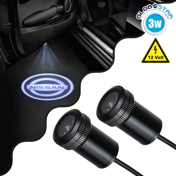 GloboStar® 81616 NISSAN Ghost Car Brand Logo Projector - Προτζέκτορας Προβολής Μάρκας Αυτοκινήτου LED CREE XHP35 3W 240lm 120° DC 12V IP20 Ψυχρό Λευκό 6000K