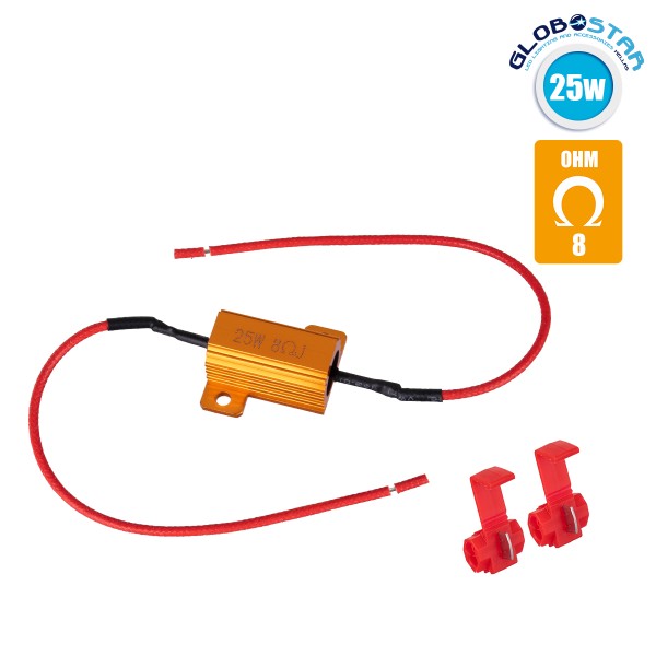 GloboStar® 81642 Βατική Αντίσταση Ακύρωσης Ένδειξης Βλάβης Can-Bus 25W 8 Ohm
