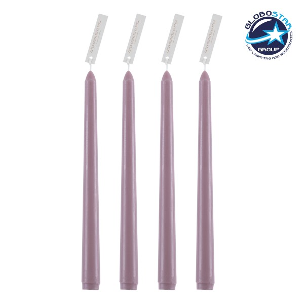 GloboStar® WATER-LILLY 35204 ΣΕΤ 4 Αρωματικά Κεριά Κηροπηγίου Παραφίνης με Άρωμα Φρούτα του Δάσους Λιλά Μ2 x Π2 x Υ25cm