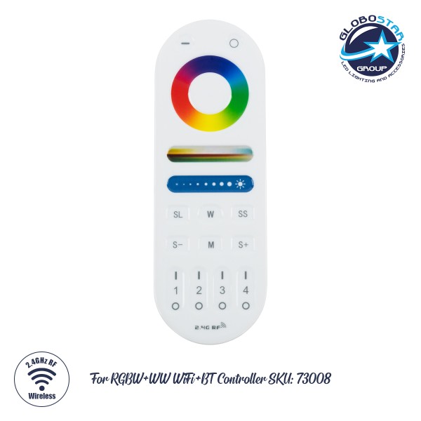 GLOBOSTAR® MiBoxer-FUT092 73007 RF 2.4G Ασύρματο Χειριστήριο Αφής 4 Ζωνών για όλα τα Πολύχρωμα RGBW+WW MiBoxer & MiLight Controller DC3V 2 x AAA IP20 - RF 2.4G - Μ15 x Π5 x Υ1.7cm - 3 Χρόνια Εγγύηση