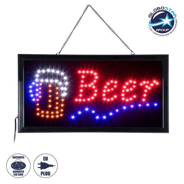 GloboStar® 75688 Φωτιστικό Ταμπέλα Φωτεινή Επιγραφή LED Σήμανσης BEER 3W AC 230V με Διακόπτη On/Off Κόκκινο - Μπλε - Πορτοκαλί