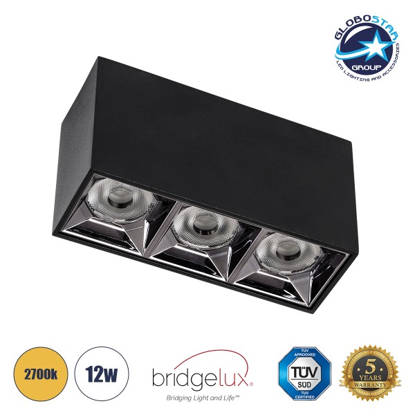 GLOBOSTAR® LUMINAR 60325 Downlight Σποτ LED 12W 1620lm 36° AC 220-240V IP20 Θερμό Λευκό 2700K - Osram SMD Chip & TÜV SÜD Driver - Μαύρο Ματ - Μ11.8 x Π4.2 x Υ6.6cm - 5 Χρόνια Εγγύηση