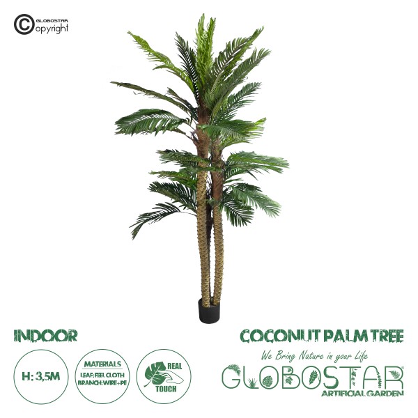 GloboStar® Artificial Garden COCONUT PALM TREE 20087 Τεχνητό Διακοσμητικό Φυτό Φοινικόδεντρο Κοκοφοίνικας Υ350cm