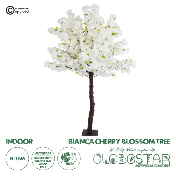 GloboStar® Artificial Garden BIANCA CHERRY BLOSSOM TREE 20141 Τεχνητό Διακοσμητικό Δέντρο Λευκή Κερασιά Υ160cm 