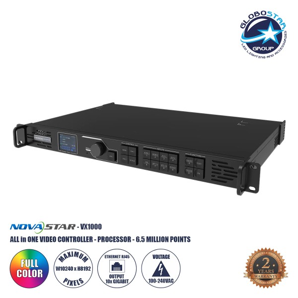 GloboStar® NOVASTAR VX1000 41016 Professional LED Video Controller / Processor - Επαγγελματικός Ελεγκτής / Επεξεργαστής Βίντεο 4K για Οθόνες LED Video Wall Display - 6.5 Million Points - Loading Area in Pixels W10240 x H8192 - 10x Gigabit Ethernet Output 