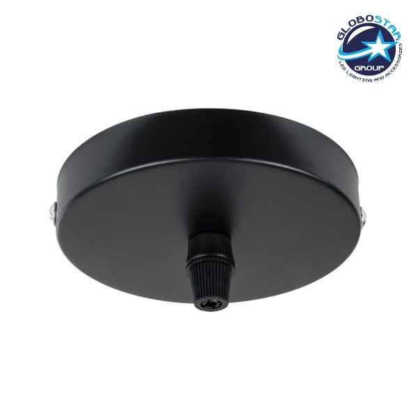 GloboStar® DIY 77501 Επιτοίχια Στρογγυλή Ροζέτα - Βάση για 1 Κρεμαστό Φωτιστικό - Φ10 x Υ2cm - Μαύρο - Μεταλλικό - 5 Χρόνια Εγγύηση