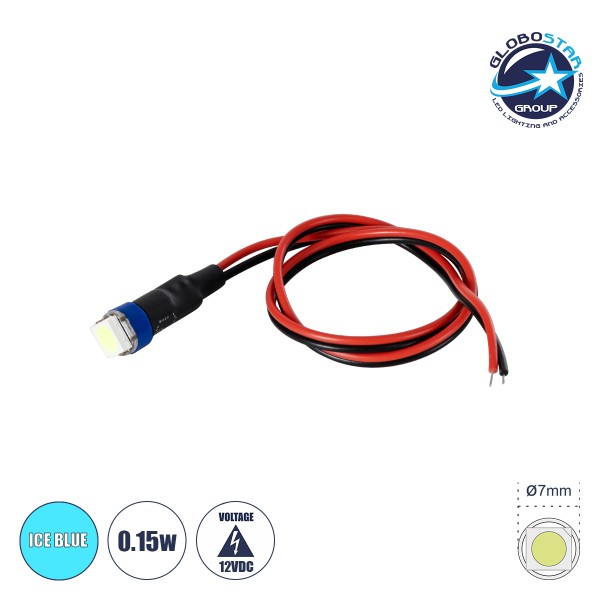 GloboStar® SMD-LED 81488 Υψηλής Ισχύος SMD LED 0.12W 15lm DC 12V - Φ0.7 x Υ2.3cm - Ice Blue - Dimmable - 2 Χρόνια Εγγύηση