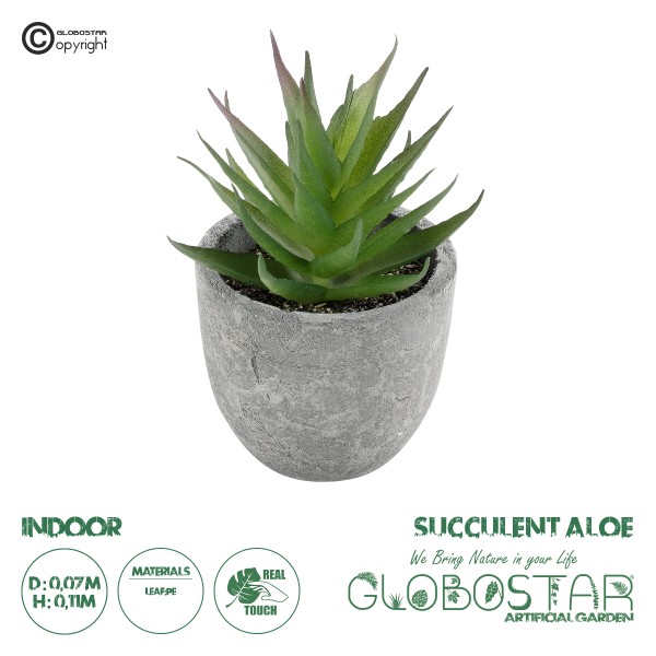 GloboStar® Artificial Garden SUCCULENT ALOE 21010 Διακοσμητικό Φυτό Παχύφυτο Αλόη Υ11cm