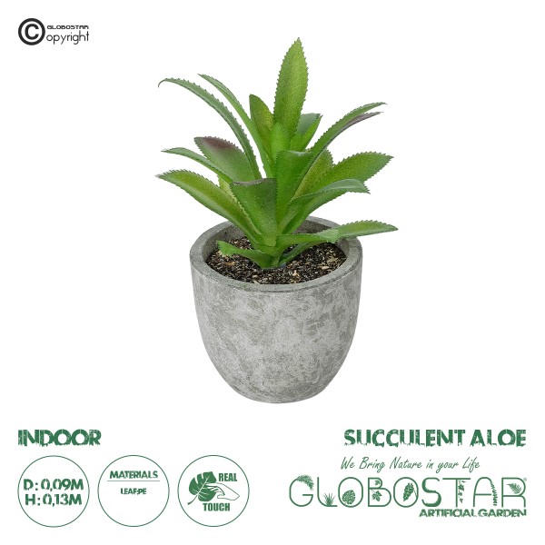 GloboStar® Artificial Garden SUCCULENT ALOE POTTED PLANT 21012 Διακοσμητικό Φυτό Αλόη  Φ9 x Υ13cm